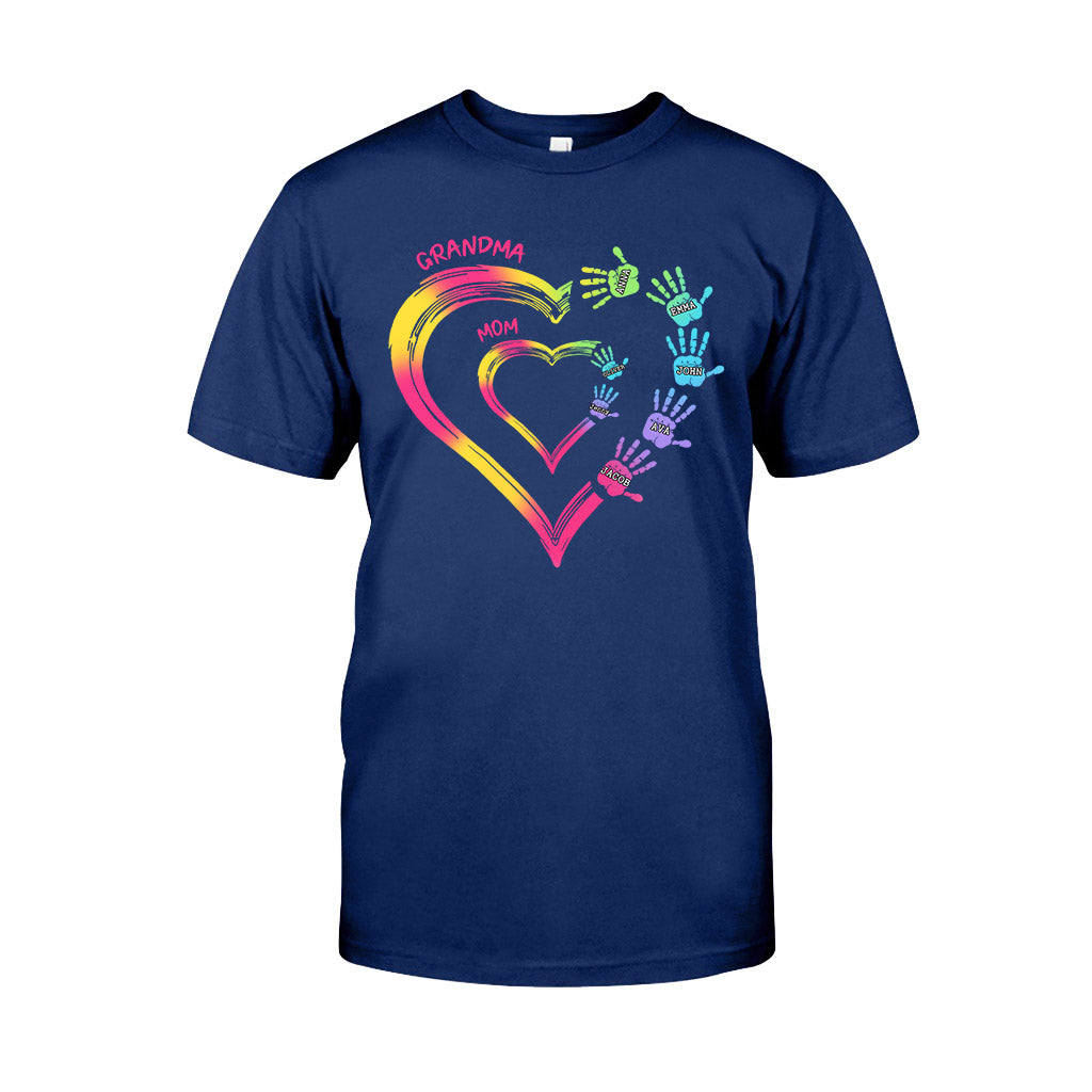 Beliebiger Titel für Mutter und Oma, Doppelherz, bunt - Personalisiertes Oma-T-Shirt und Hoodie
