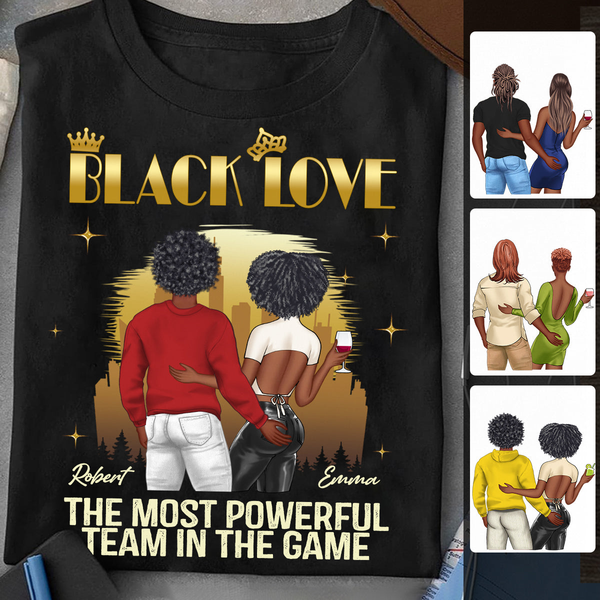Schwarze Liebe – Personalisiertes Partner-T-Shirt und Hoodie