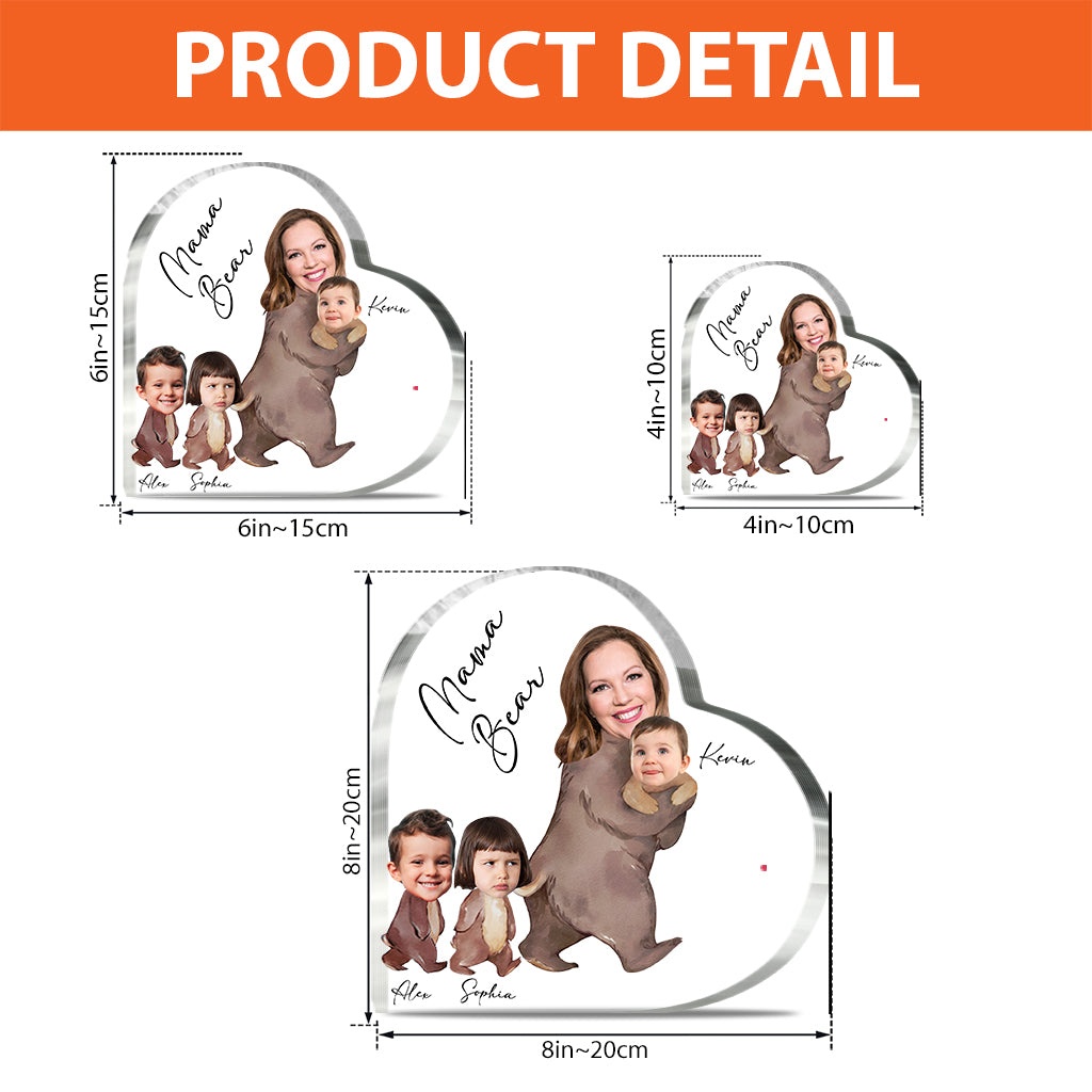 Mama Bear Watercolor Photo Custom - Personalized Mother Custom Shaped Acrylic Plaque
