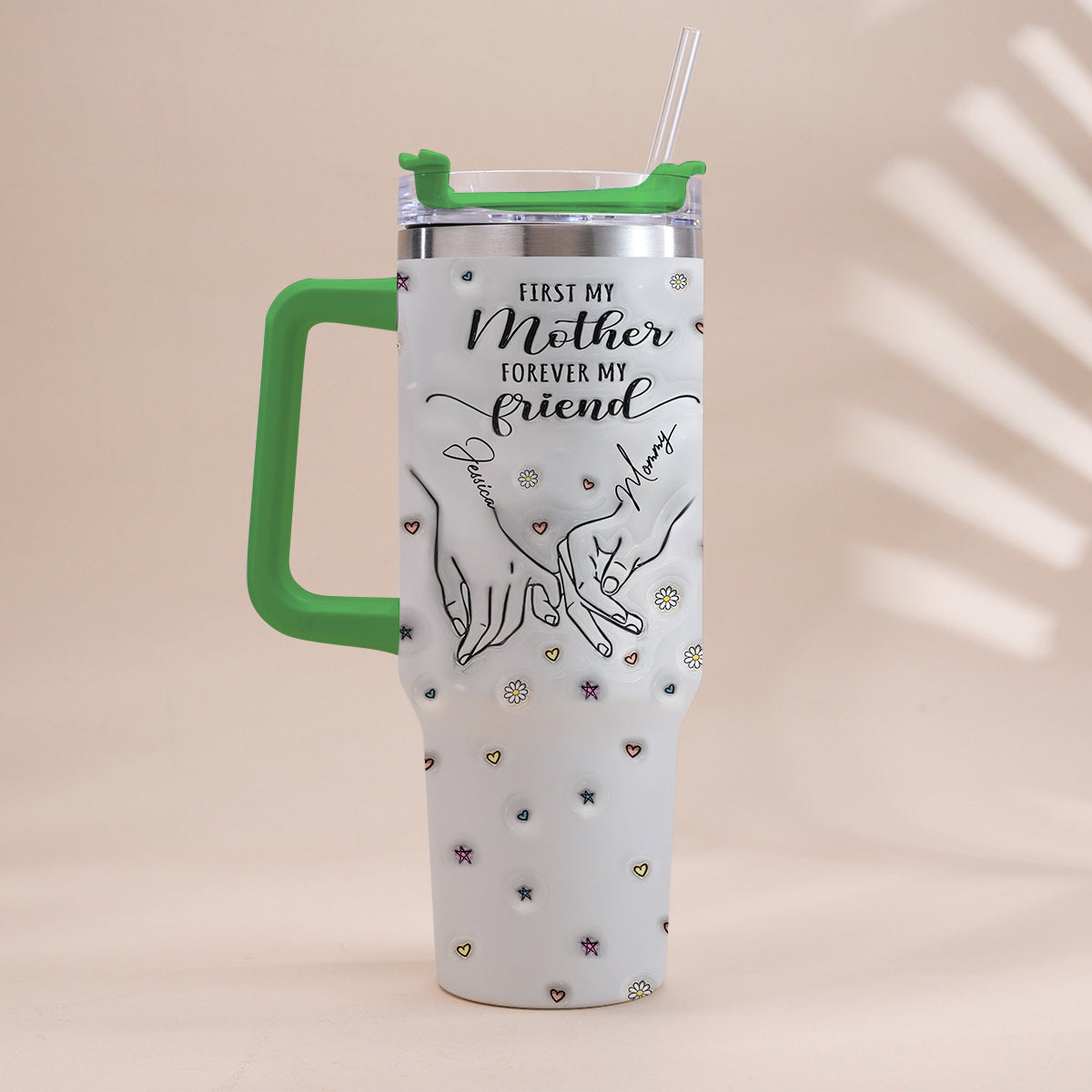Erst meine Mama, für immer meine Freundin – personalisierter Mutter-Trinkbecher mit Henkel