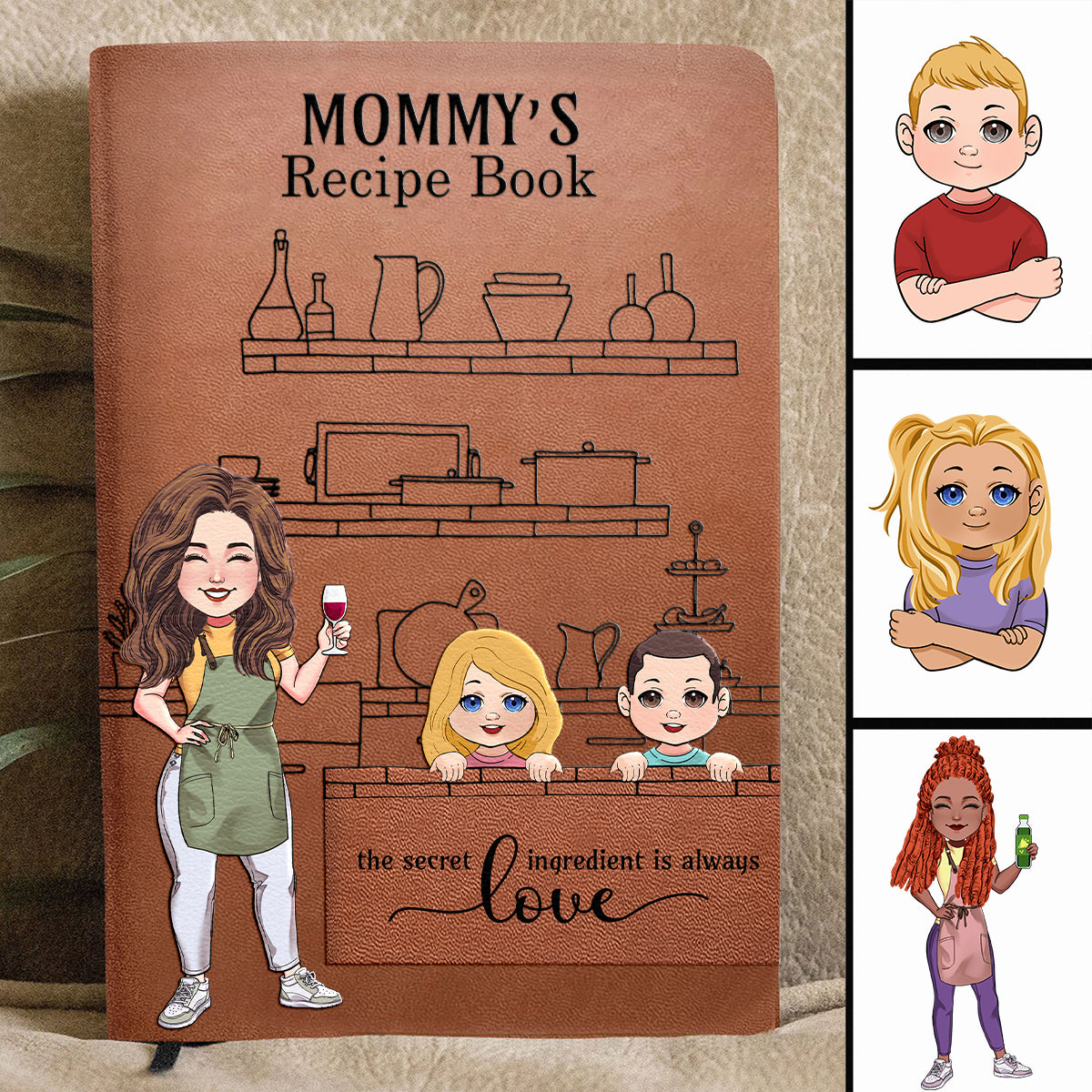 Mamas/Omas/Alice's... Rezeptbuch – personalisiertes Mutter-Lederjournal