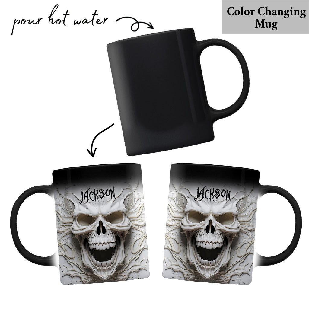 Wunderschönes weißes Skelett – personalisierte Totenkopf-Tasse