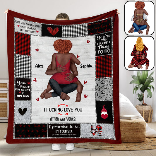 I Love You - Personalized African American Blanket