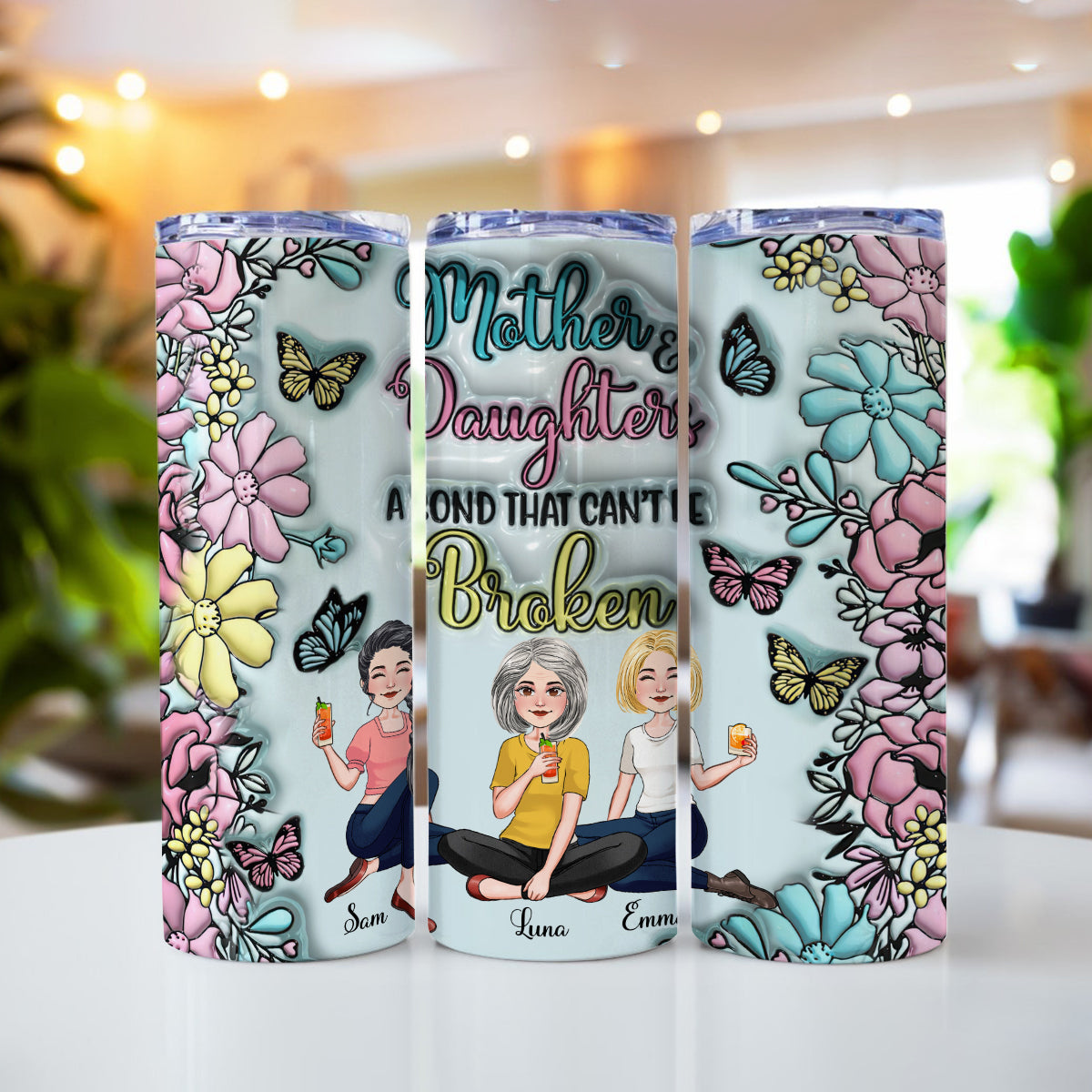 Eine unzerbrechliche Bindung – personalisierter, schlanker Mutter-Trinkbecher