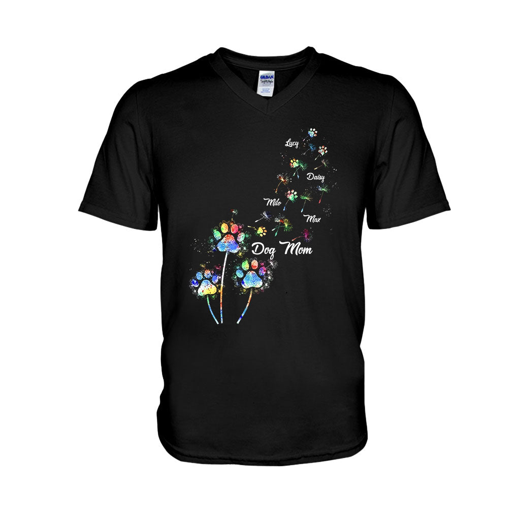 Hundemama/Katzenmama/Haustiermama Buntes Löwenzahn-Motiv – Personalisiertes Hunde-T-Shirt und Hoodie