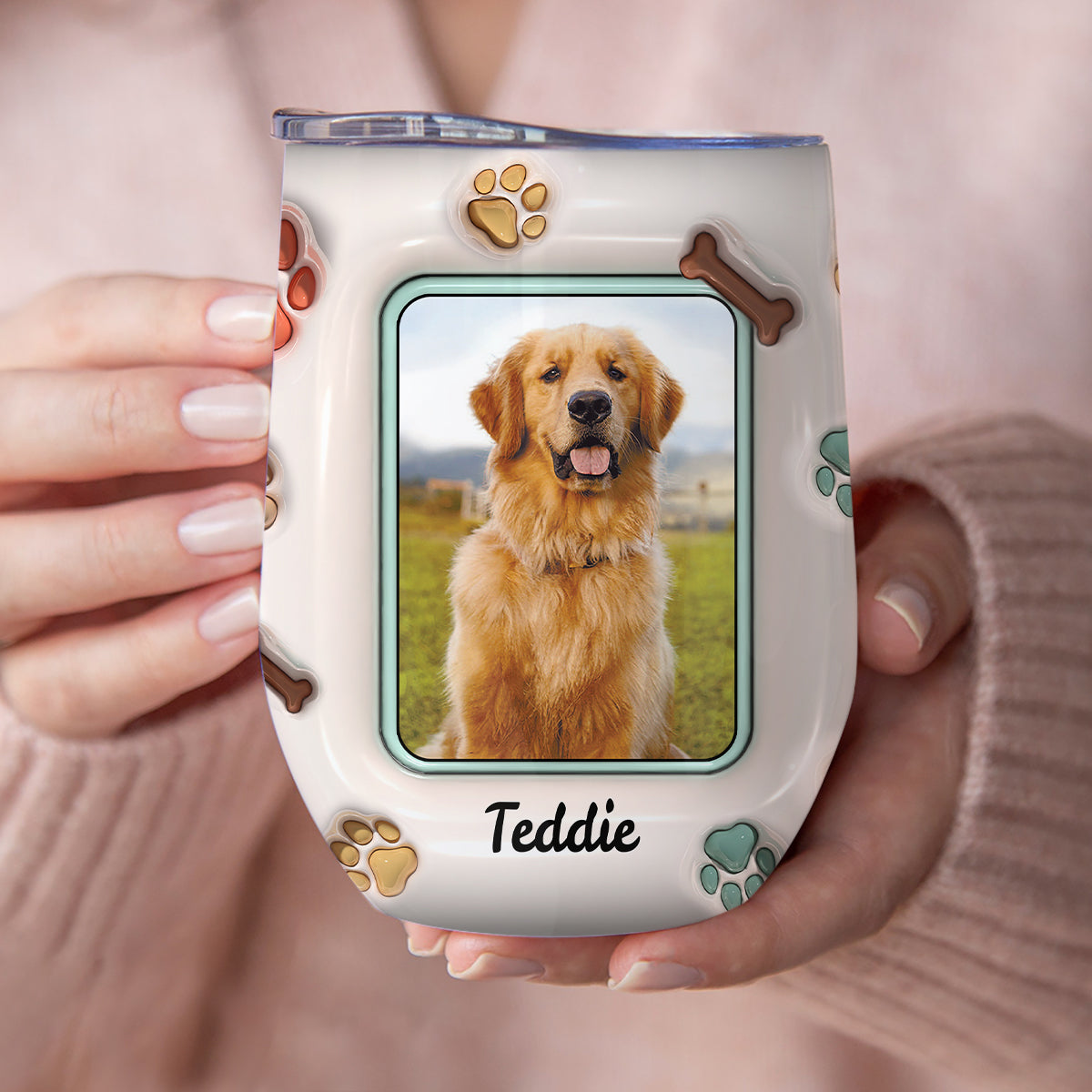 Allein trinken ist kein Vergnügen, wenn der Hund zu Hause ist – personalisierter Weinbecher für Hunde