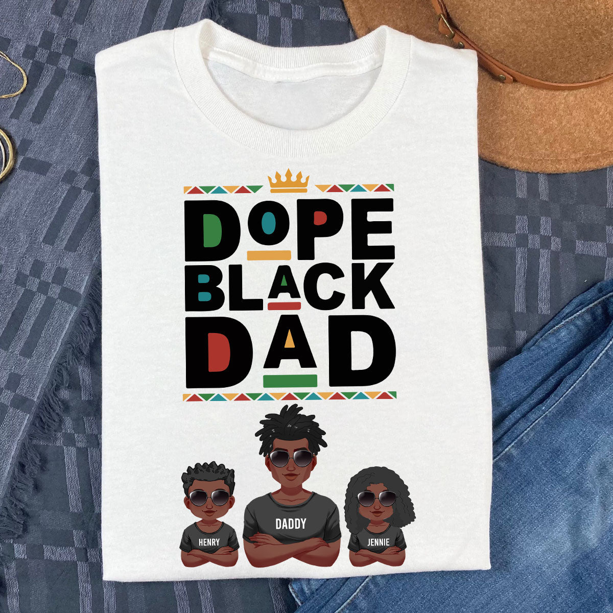 Cooler schwarzer Papa – Personalisiertes T-Shirt und Hoodie für Afroamerikaner