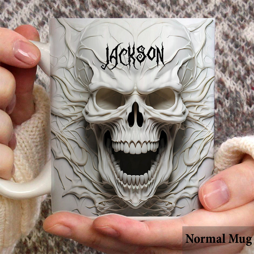 Wunderschönes weißes Skelett – personalisierte Totenkopf-Tasse