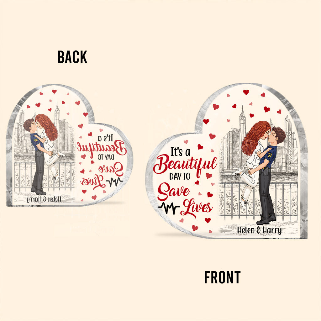 Es ist ein schöner Tag, um Leben zu retten – personalisierte Acrylplakette in individueller Form für Paare