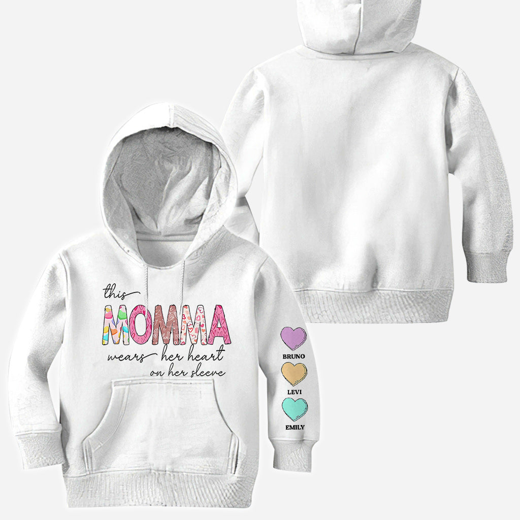 This Grandma Wears Her Heart On Her Sleeve - Personalized Grandma All Over Shirt