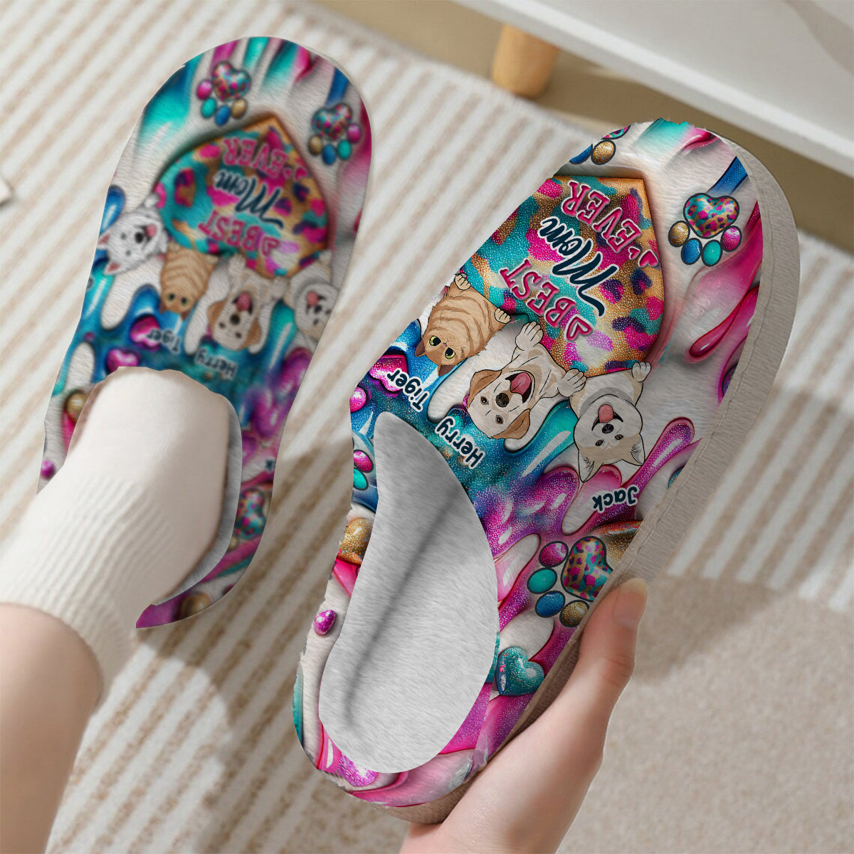 Beste Hundemama aller Zeiten – Personalisierte Hundepantoffeln