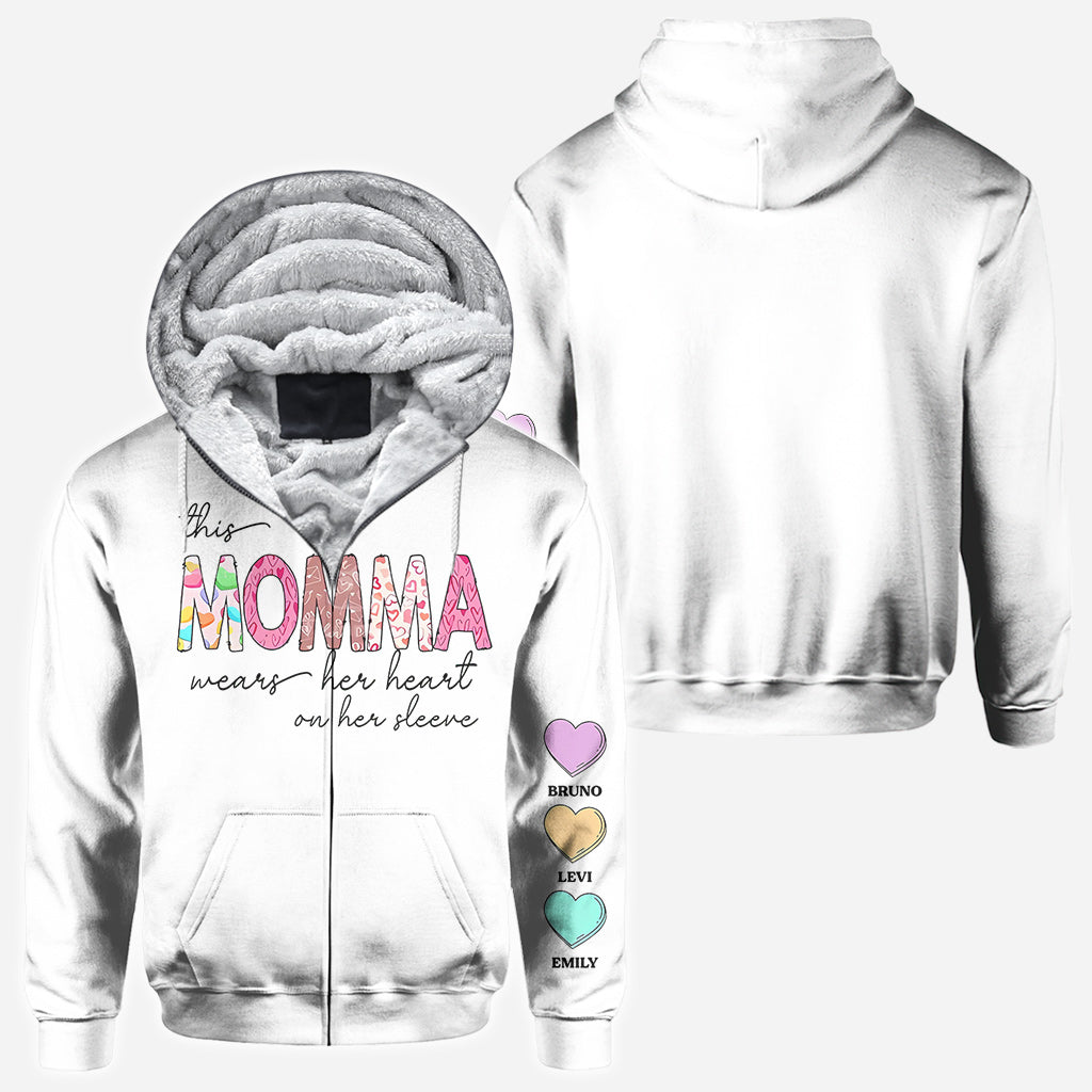 This Grandma Wears Her Heart On Her Sleeve - Personalized Grandma All Over Shirt