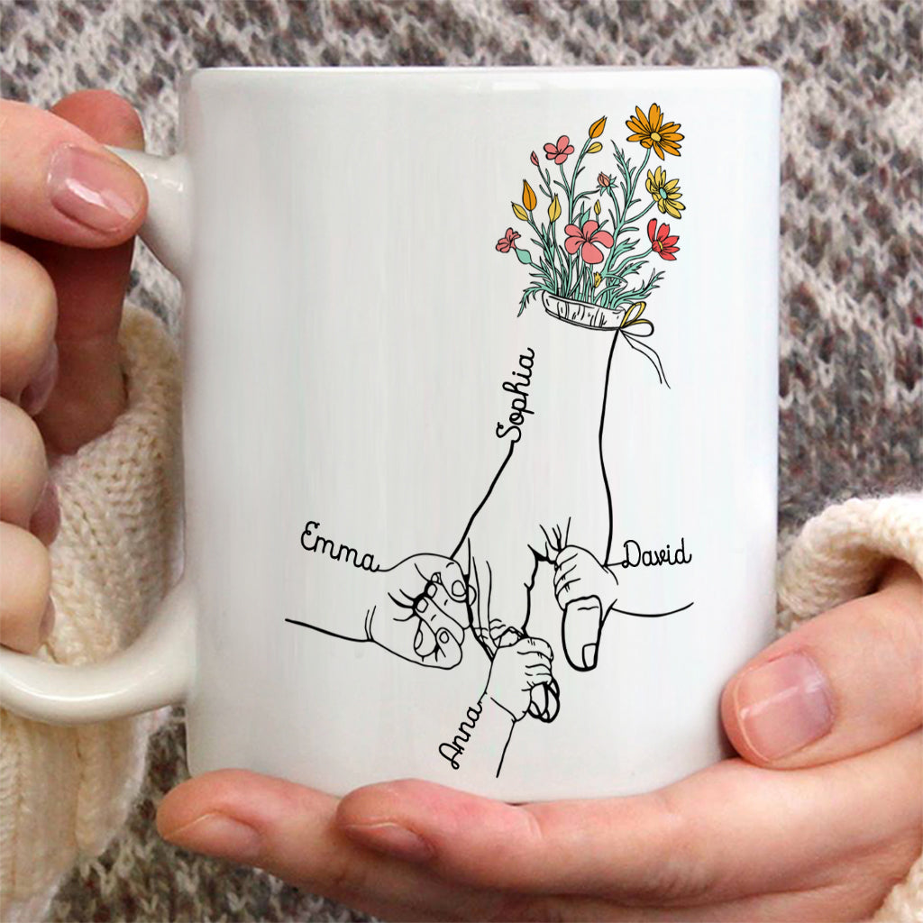 Mamas Hand halten – Personalisierte Muttertasse