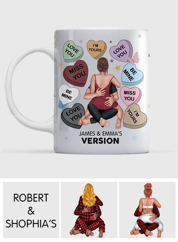 Herzbonbon-Paarversion – Personalisierter Pärchenbecher