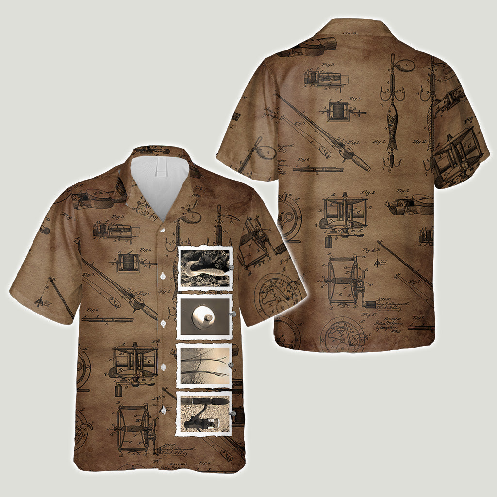Vintage-Angelhemd mit individuellem Namen - Personalisiertes Hawaiihemd für Angler