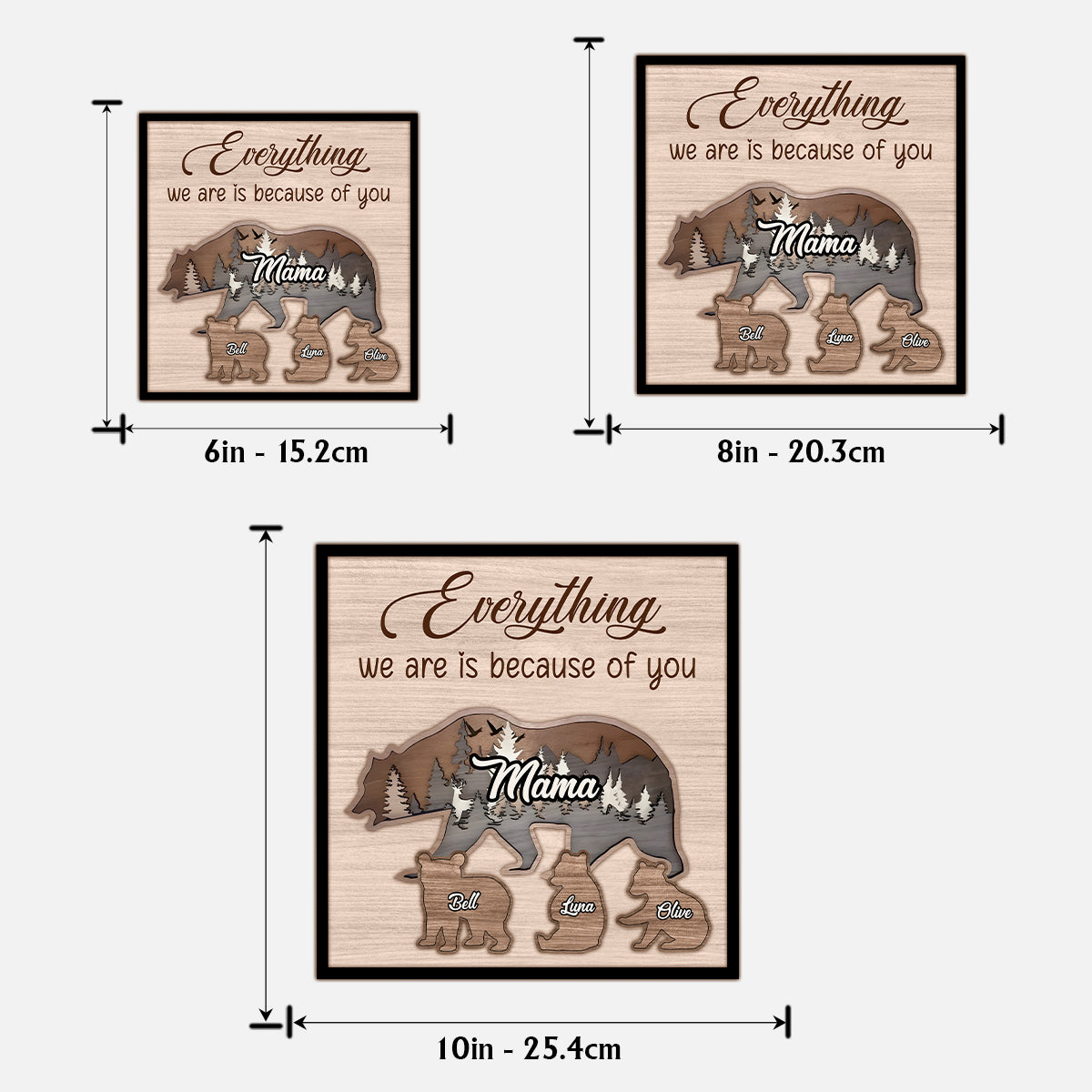 Mama Bear - Personalized Mother 2 Layered Wood Sign / Wood Plaque