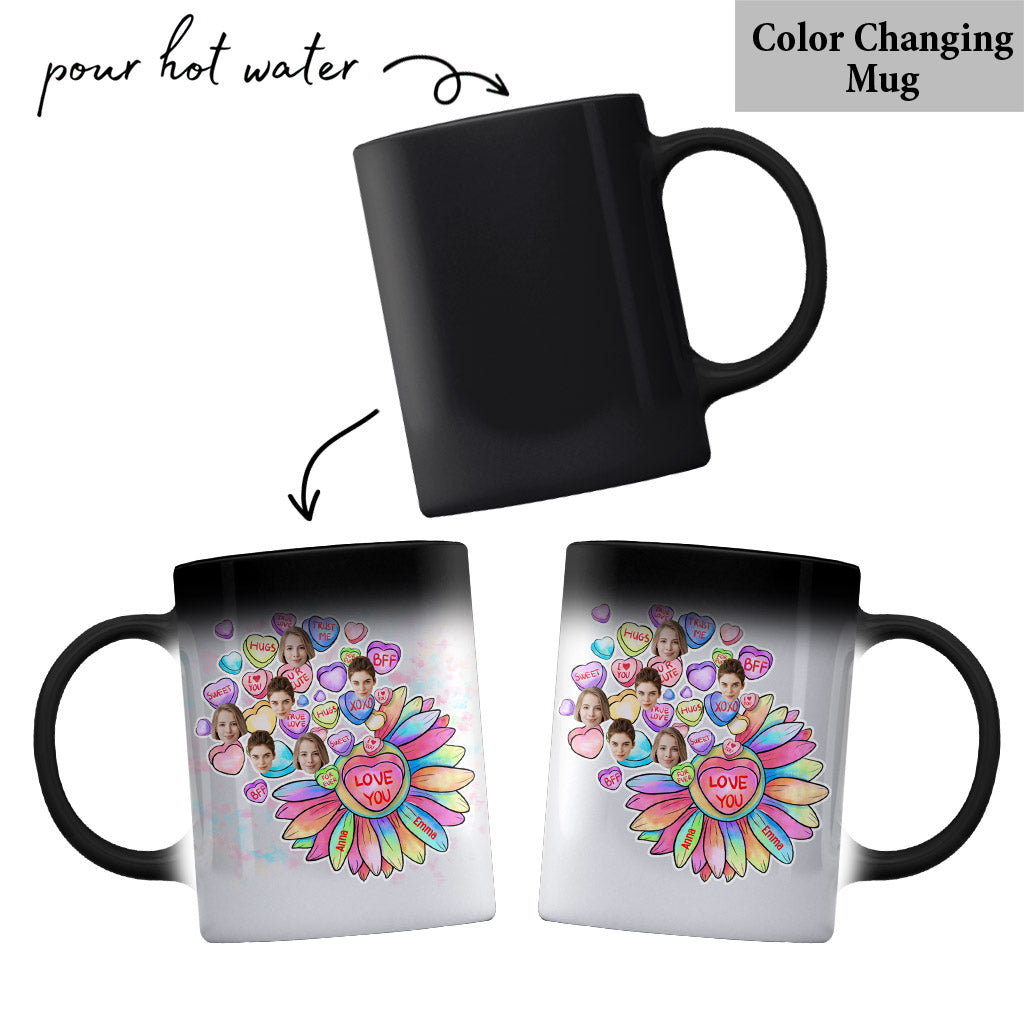 Herz-Bonbon-Blumen-BFF-mit-Gesicht-personalisierter Bestie-Becher