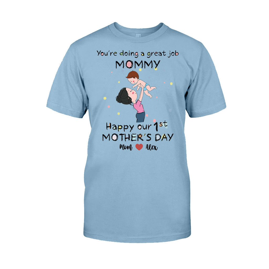 Du machst das super, Mama! Alles Gute zum Muttertag! - Personalisiertes Mutter-T-Shirt und Babybody