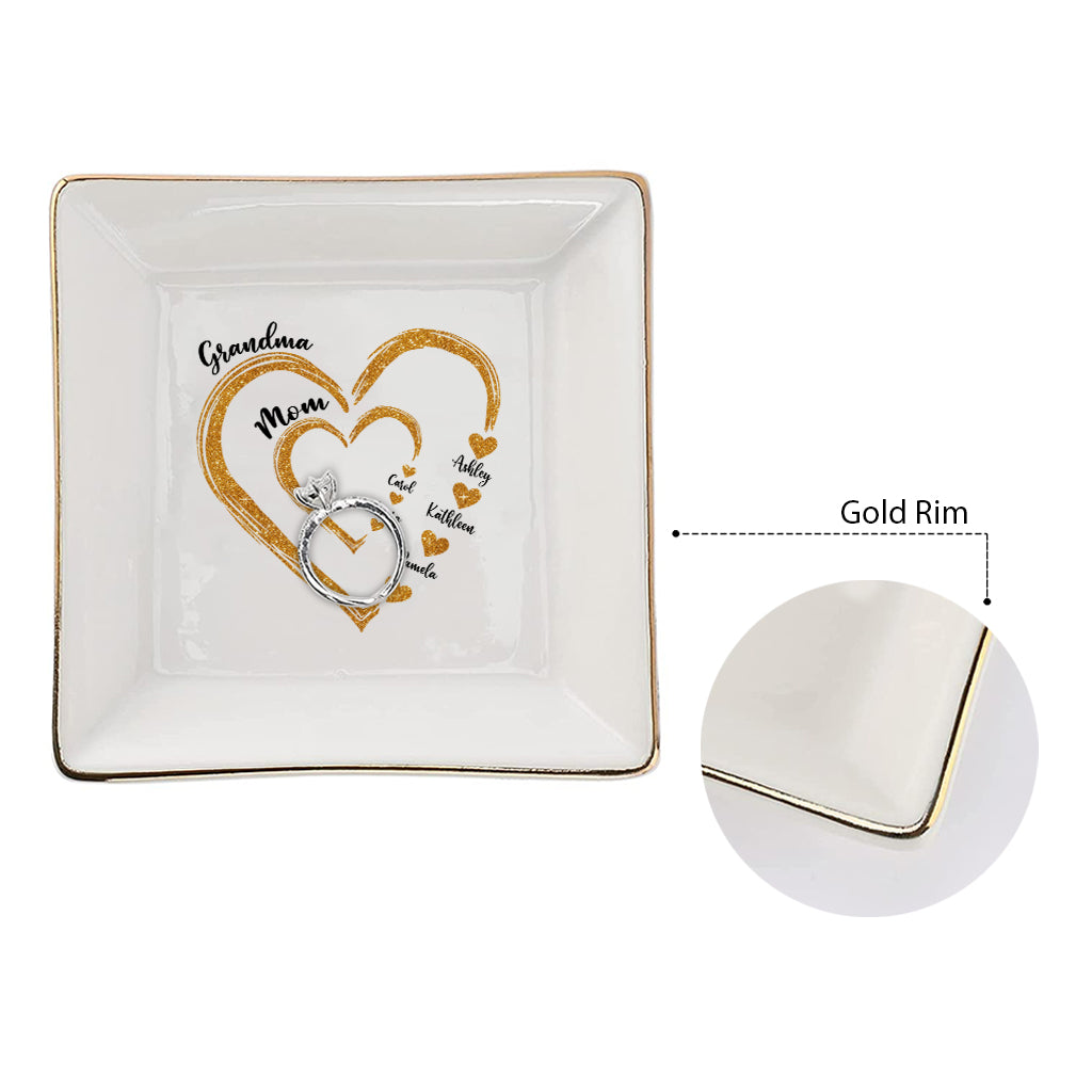 Mama Oma Goldene Herzen – Personalisierte Schmuckschale für Oma