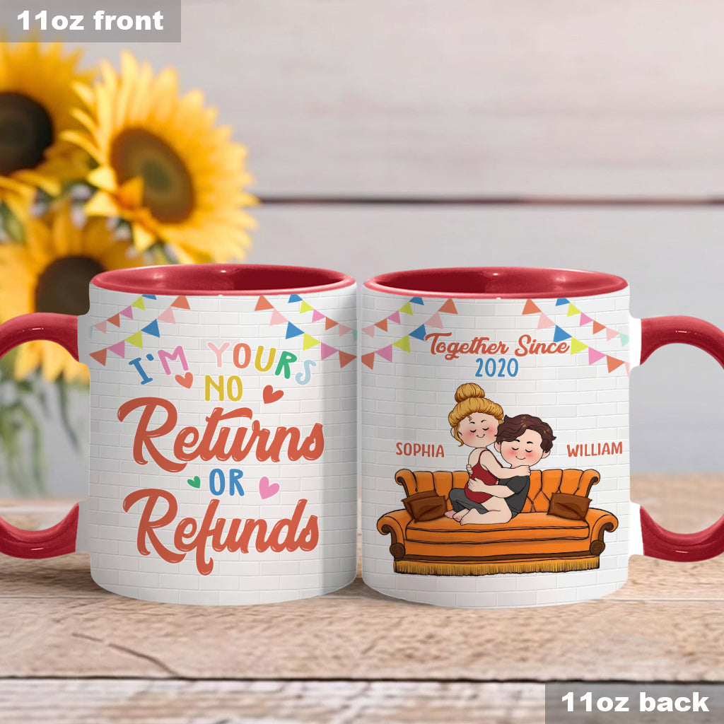 Ich gehöre dir – Keine Rückgabe oder Rückerstattung – Personalisierte Tasse für Paare