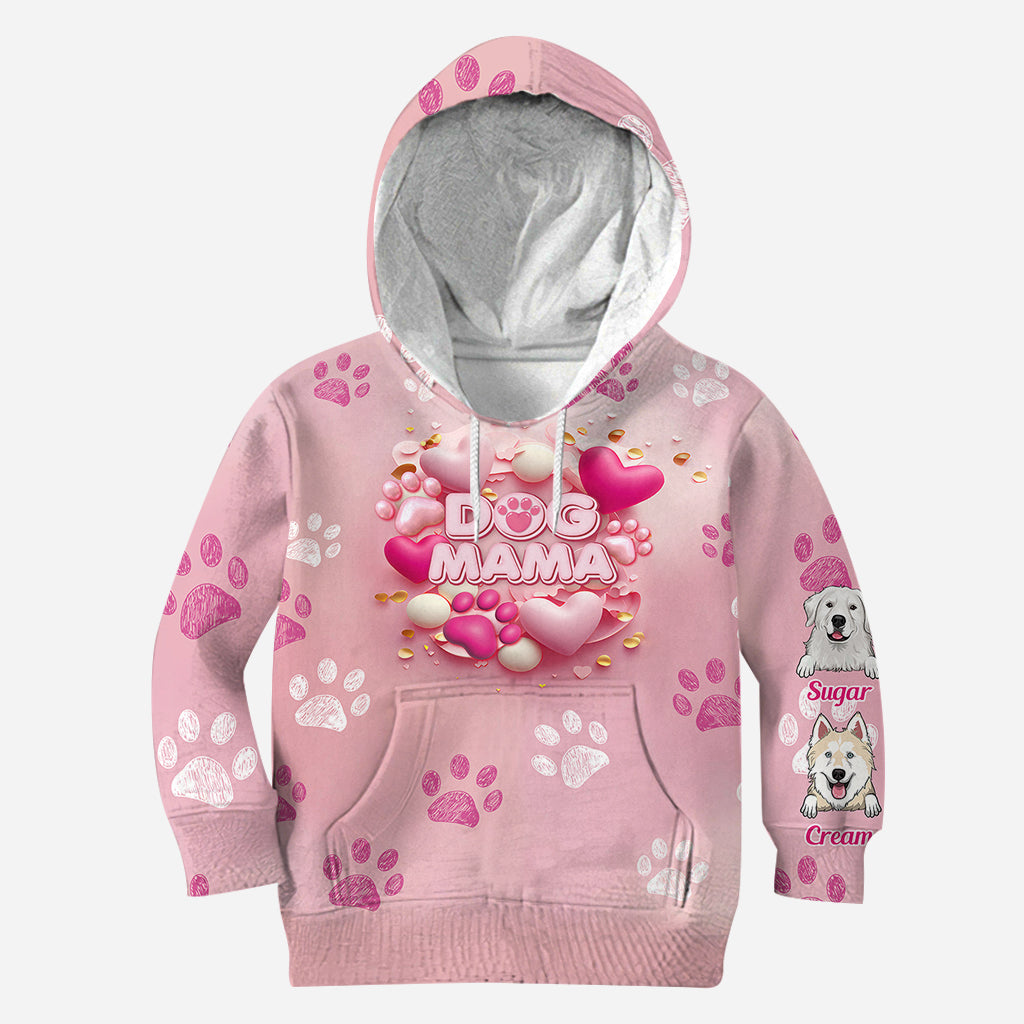 Dog Cat Mama Fur Mom 3D Pink Heart - Personalized Dog All Over Shirt
