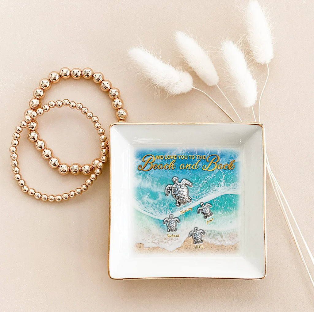 Wir lieben dich bis zum Strand und zurück – personalisierte Schildkröten-Schmuckschale