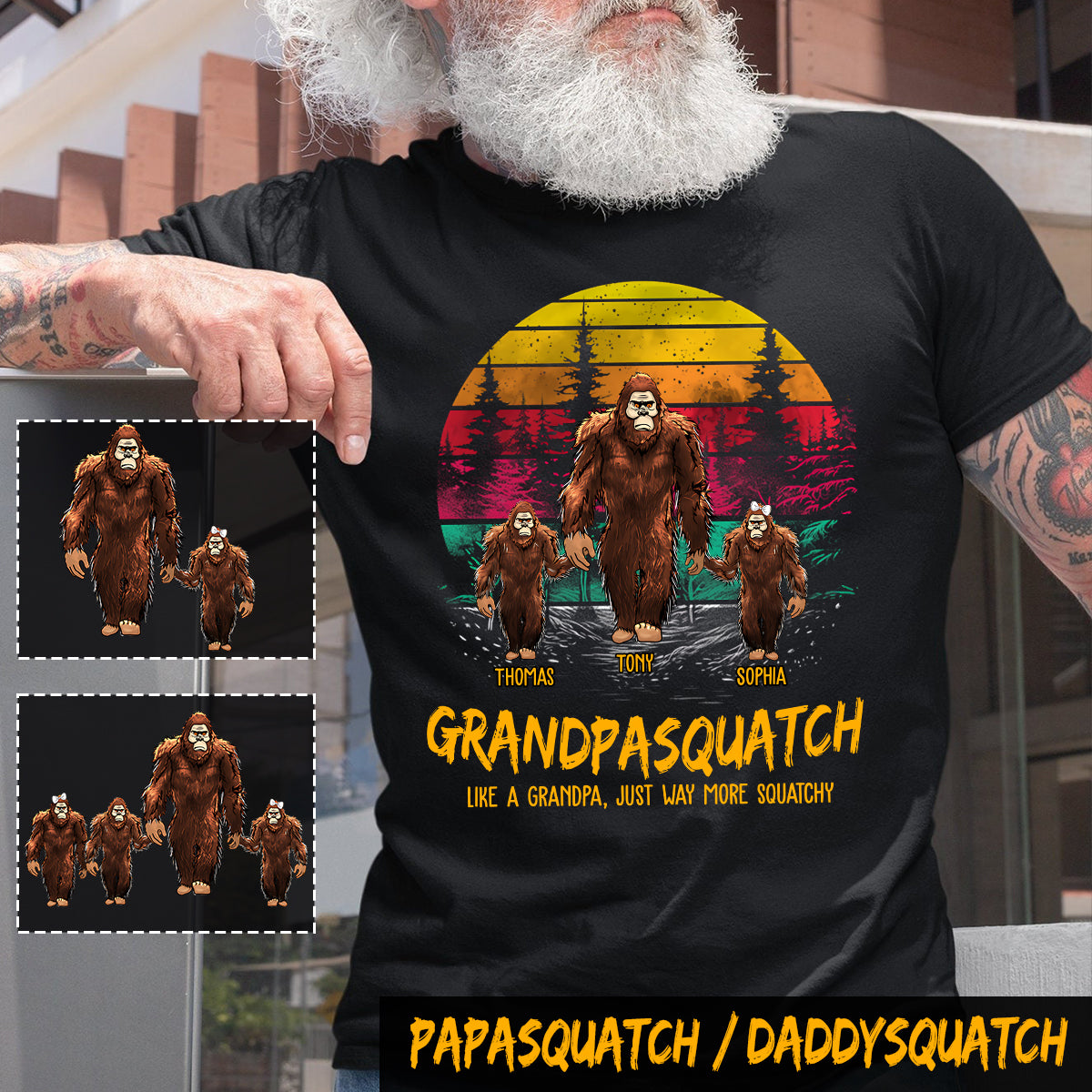 Papasquatch – Personalisiertes Vater-T-Shirt und Hoodie