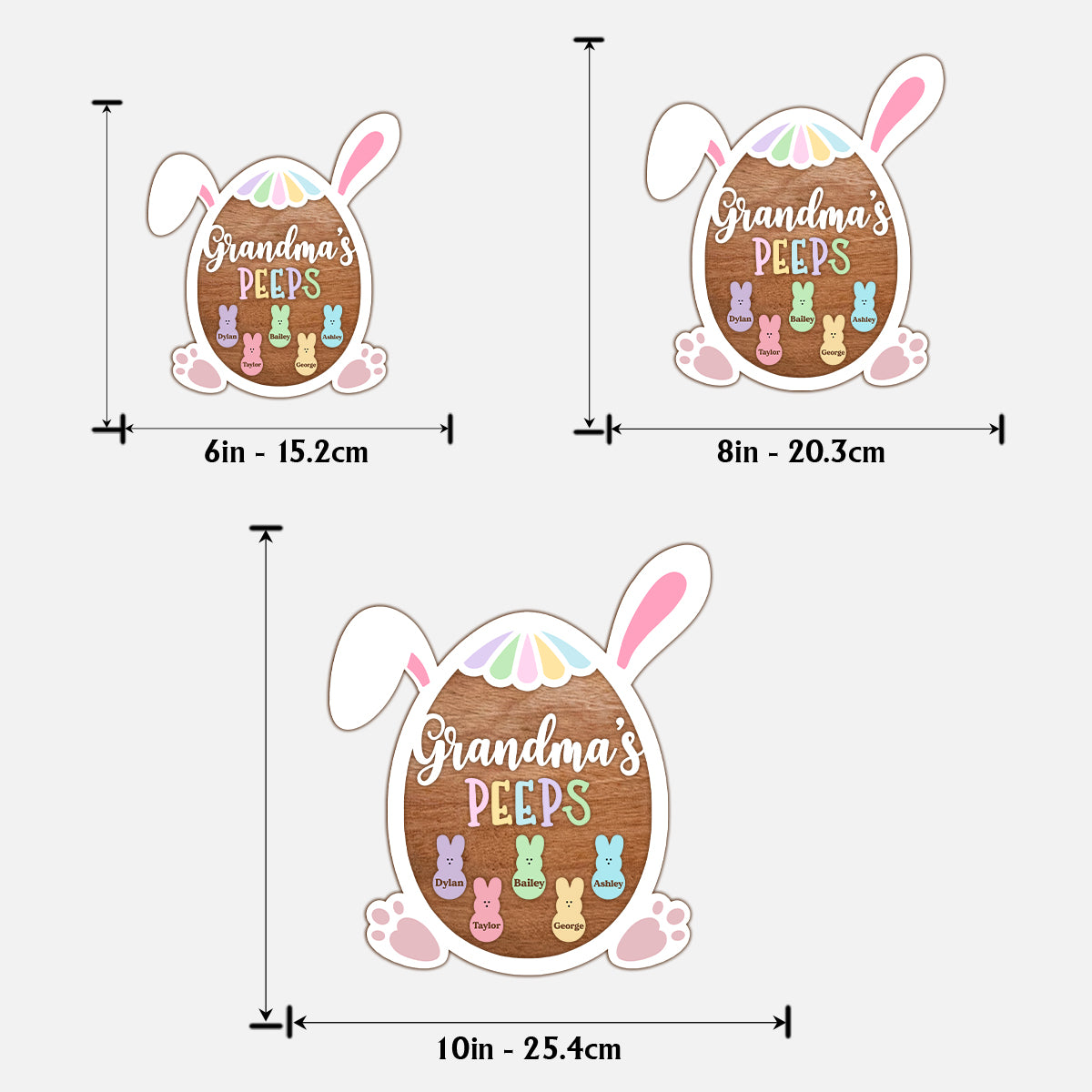 Oster-Ostergrüße für Oma Nana Mimi - Personalisiertes 2-lagiges Holzschild / Holzplakette