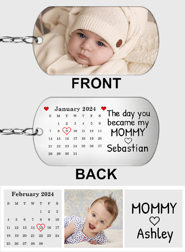 Kalender mit personalisiertem Foto: Der Tag, an dem du meine Mama und mein Papa wurdest – Personalisierter Mutter-Schlüsselanhänger aus Edelstahl