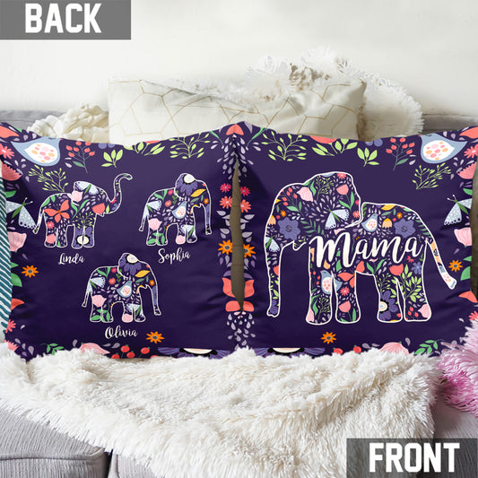 Elephant Mom - Personalized Mother Throw Pillow