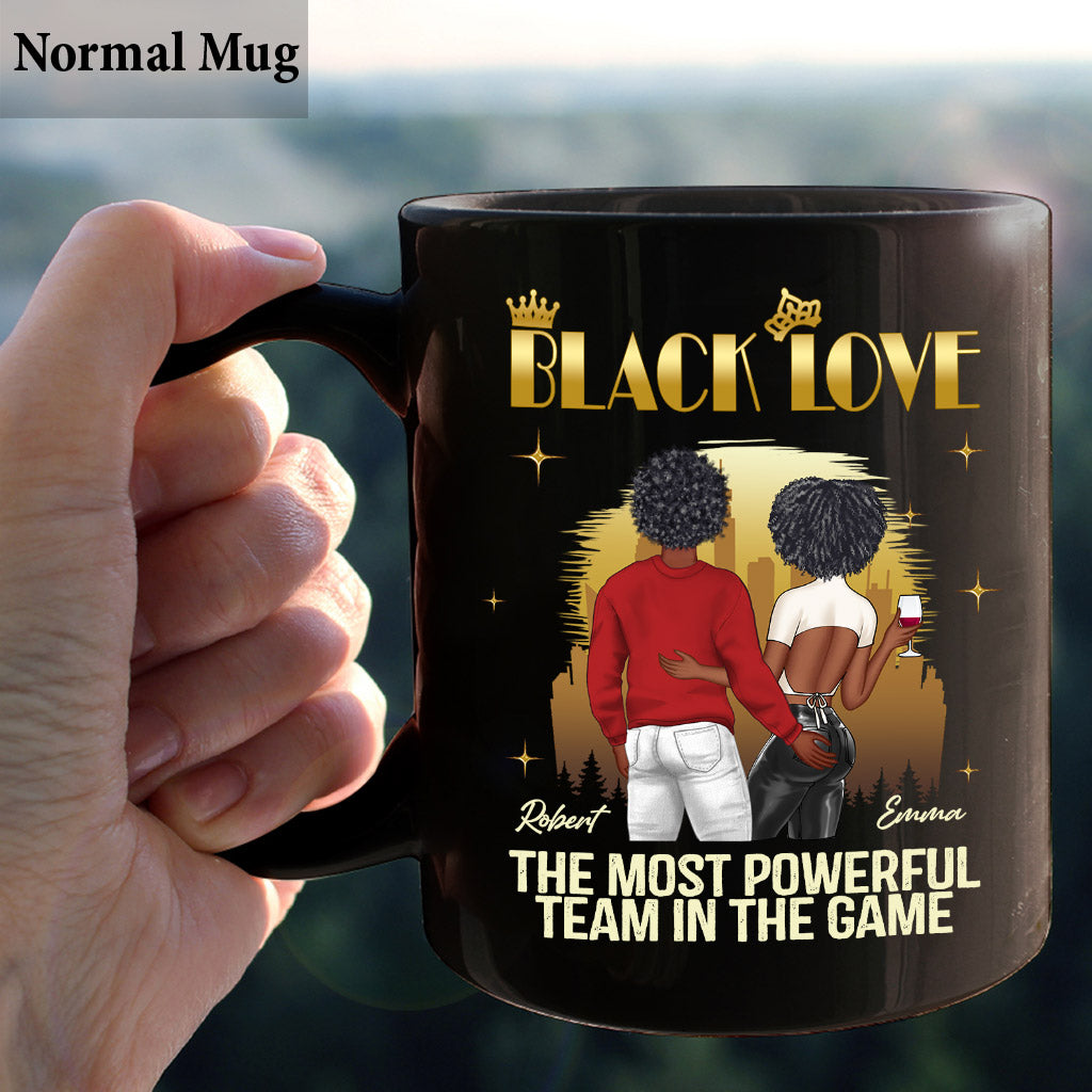 Schwarze Liebe – Personalisierte Tasse für Paare
