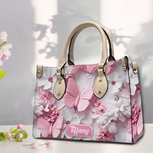 Wonderful Butterflies - Personalized Butterfly Leather Handbag