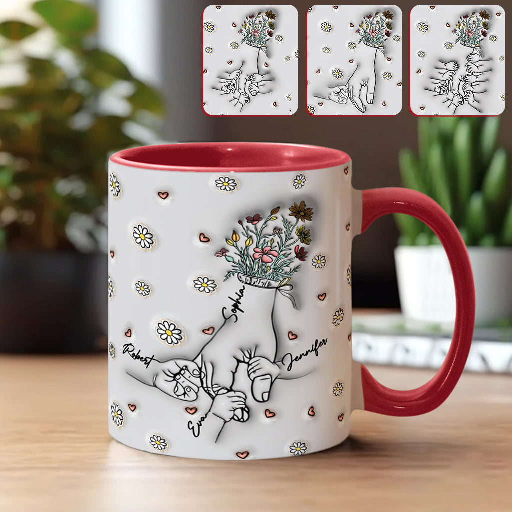 Mamas Hand halten – Personalisierte Tasse mit Muttermotiv