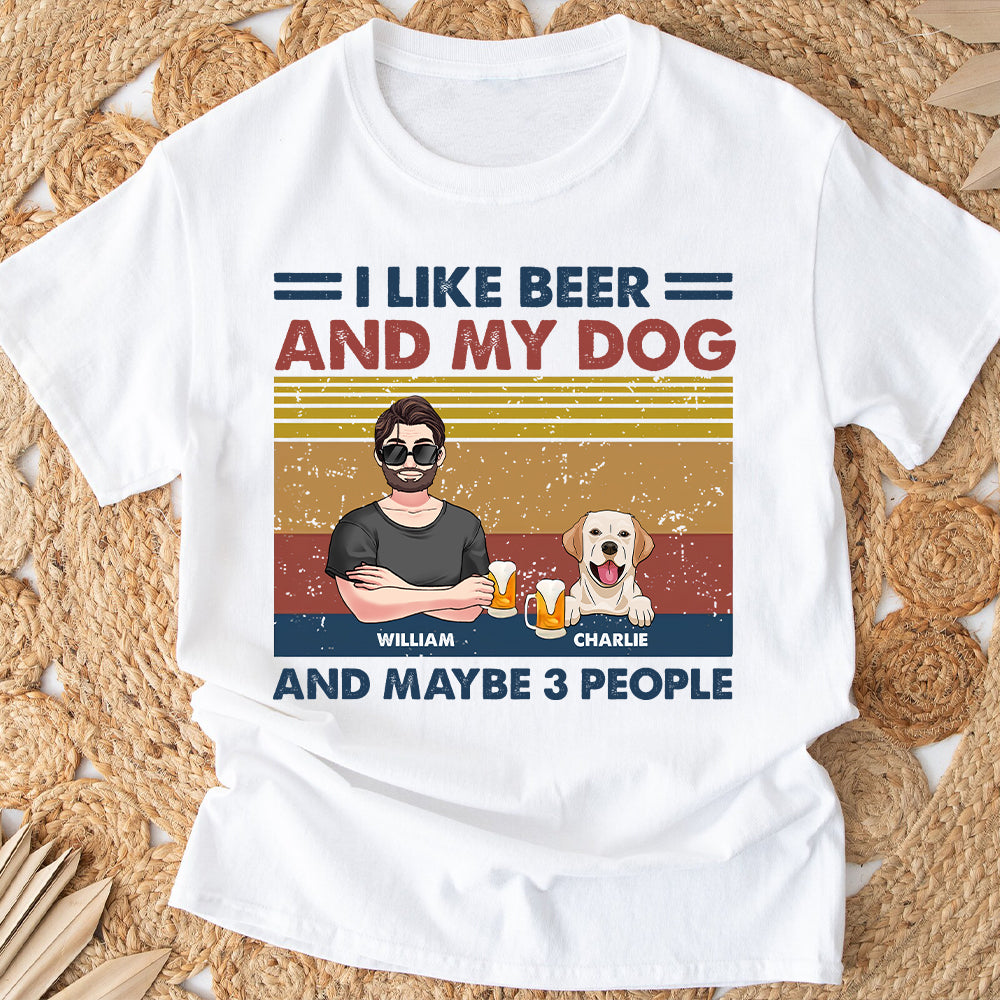 Ich mag Bier und meine Hunde – personalisiertes Hunde-T-Shirt und Hoodie