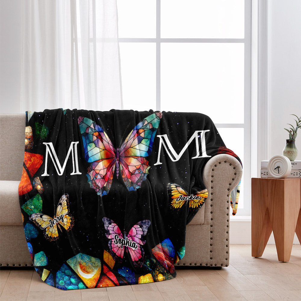 Bunte Schmetterlings-Mama-Decke aus Buntglas - Personalisierte Mama-Decke
