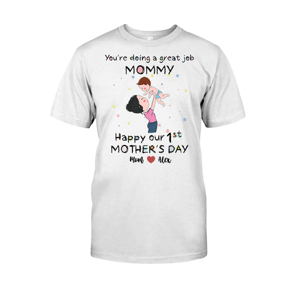 Du machst das super, Mama! Alles Gute zum Muttertag! - Personalisiertes Mutter-T-Shirt und Babybody