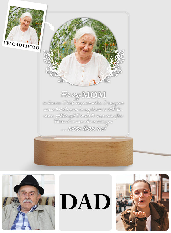 Für meinen Titel im Himmel verberge ich meine Tränen, wenn ich deinen Namen nenne – personalisierte, mutterförmige Gedenktafel mit Leuchtfuß