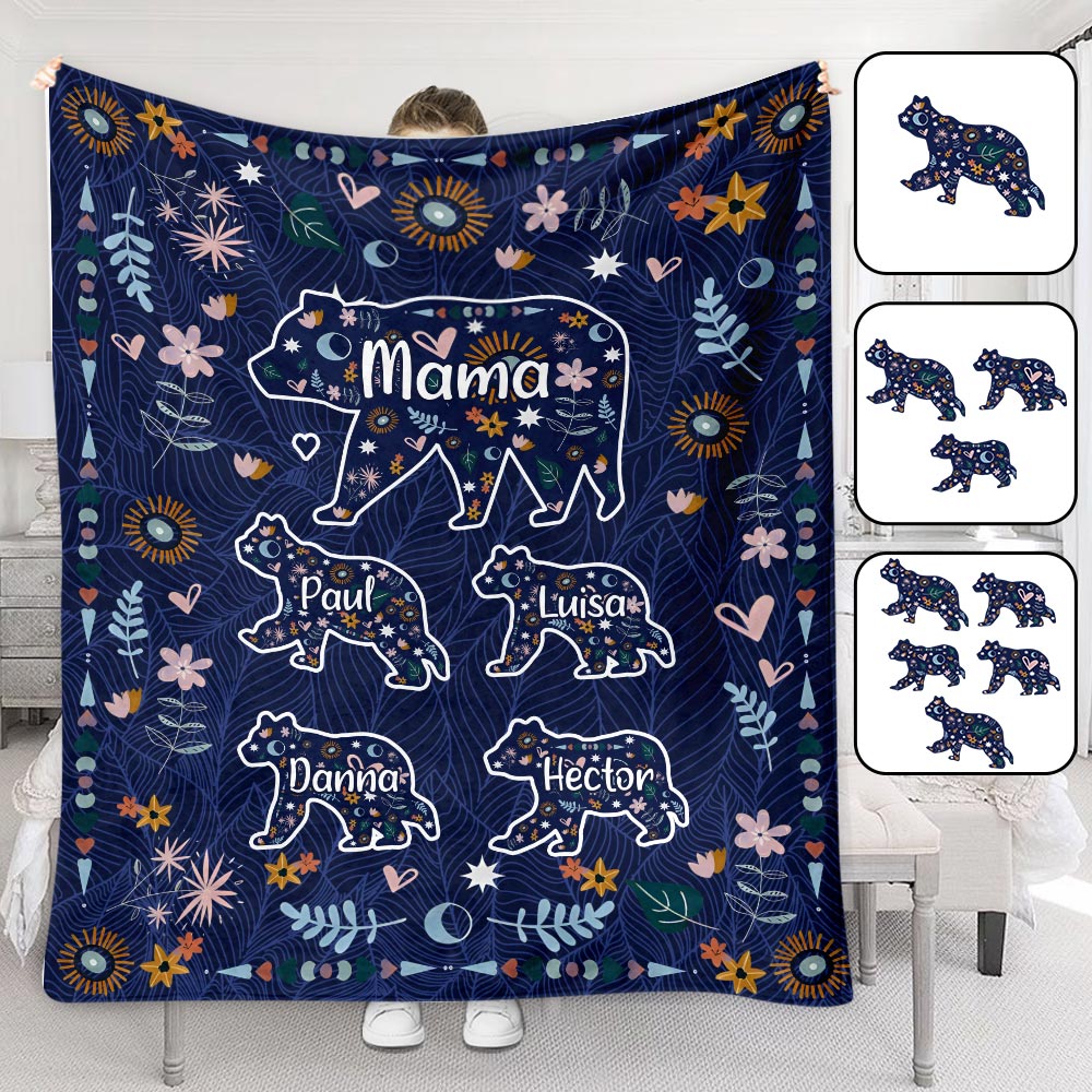 Mama Bär Blumenmuster - Personalisierte Mutterdecke