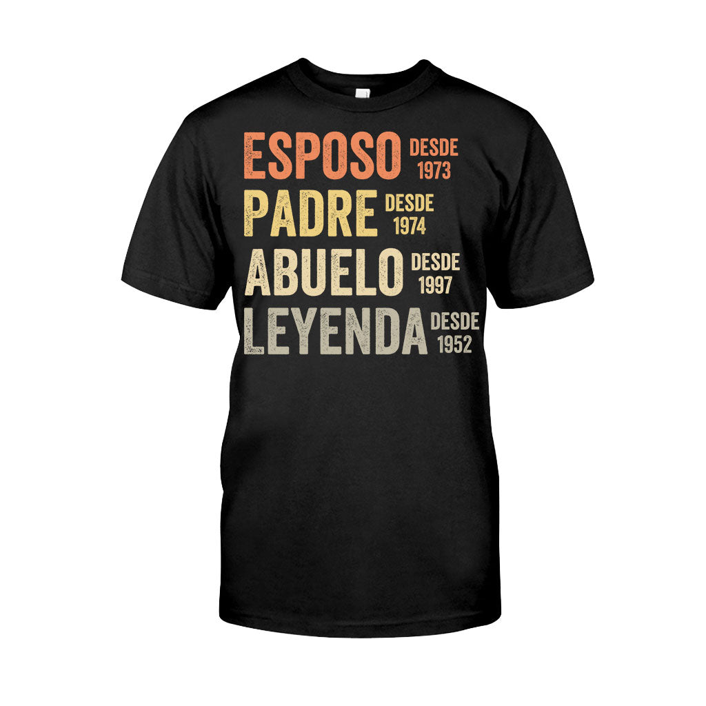 Esposo Padre Abuelo Leyenda - Personalisiertes Vater-T-Shirt und Kapuzenpullover