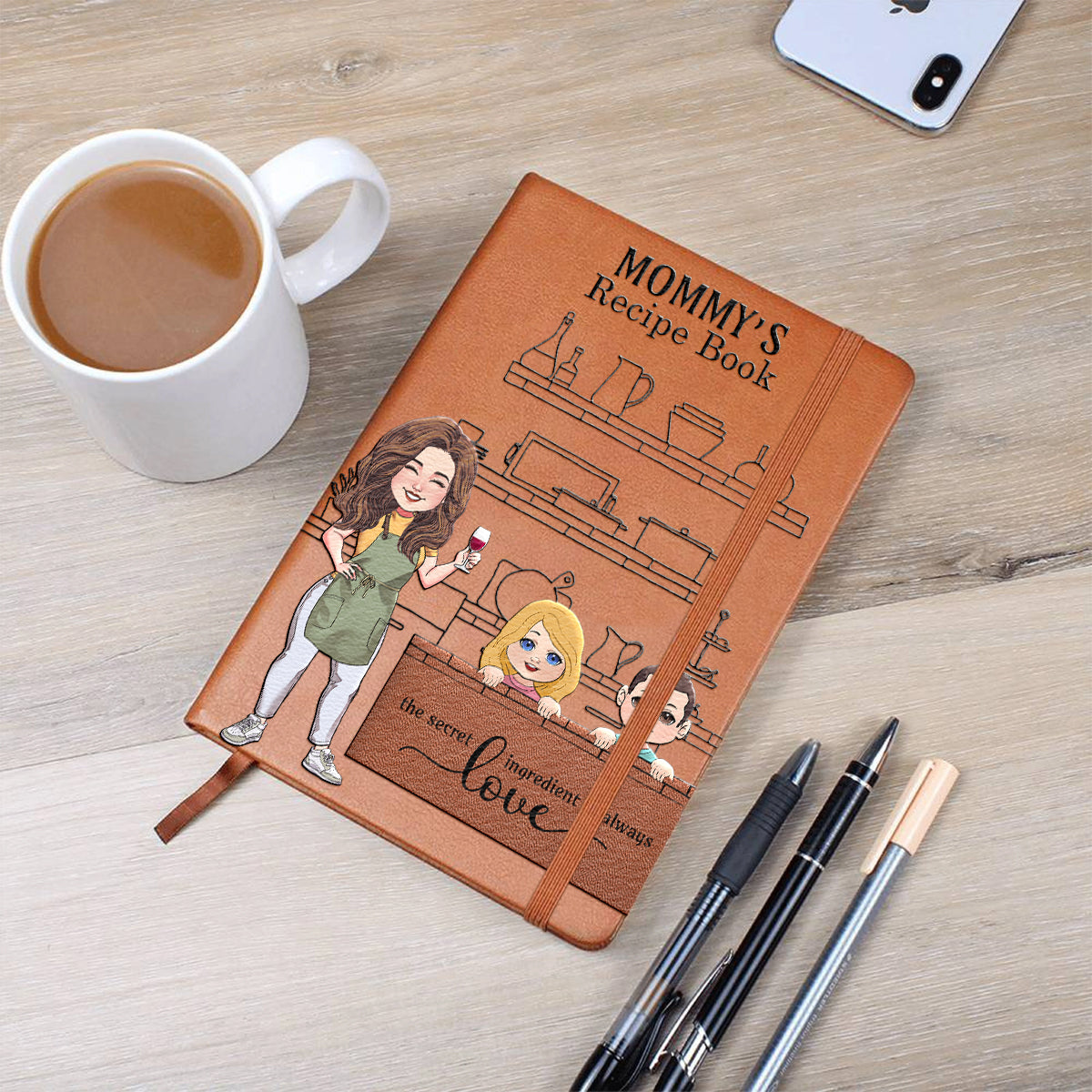 Mamas/Omas/Alice's... Rezeptbuch – personalisiertes Mutter-Lederjournal