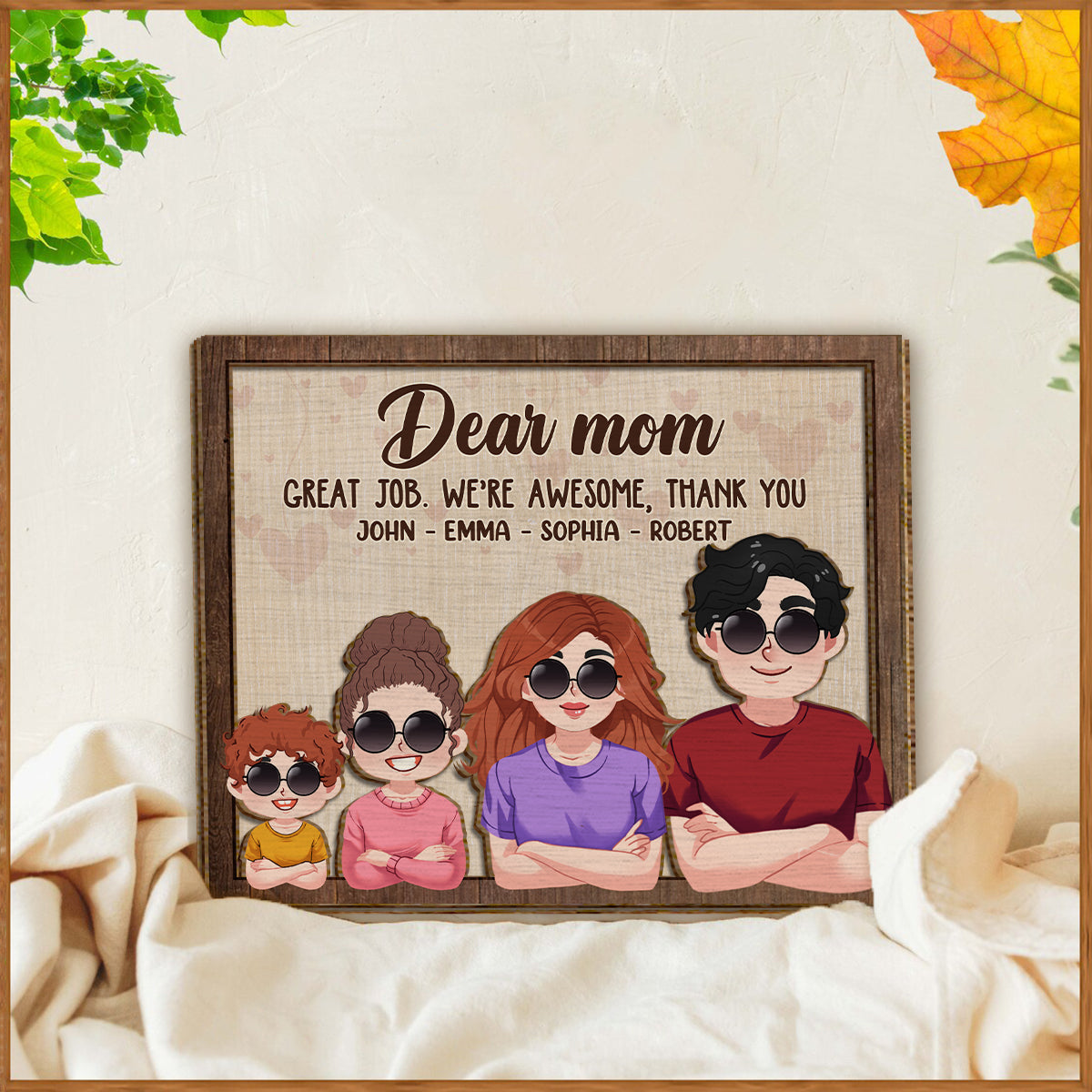 Liebe Mama, lieber Papa, super gemacht! Wir sind spitze! Danke! – Personalisiertes zweilagiges Holzschild für Mütter / Holzplakette