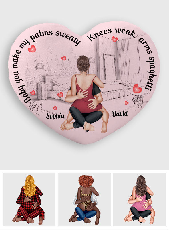 Baby, du bringst meine Handflächen zum Schwitzen – personalisiertes Kissen in Pärchenform