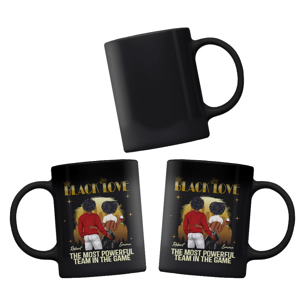 Schwarze Liebe – Personalisierte Tasse für Paare