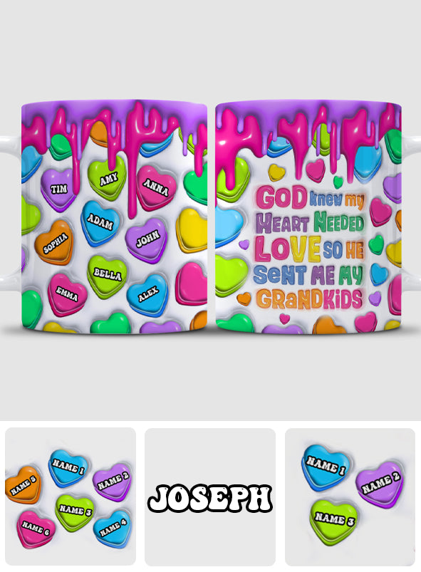 Gott wusste, dass mein Herz Liebe brauchte – personalisierte Oma-Tasse