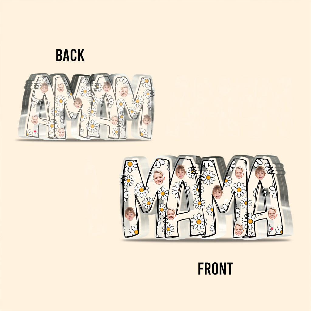 Mama Est. Photo Face Custom Daisy - Personalized Mother Custom Shaped Acrylic Plaque