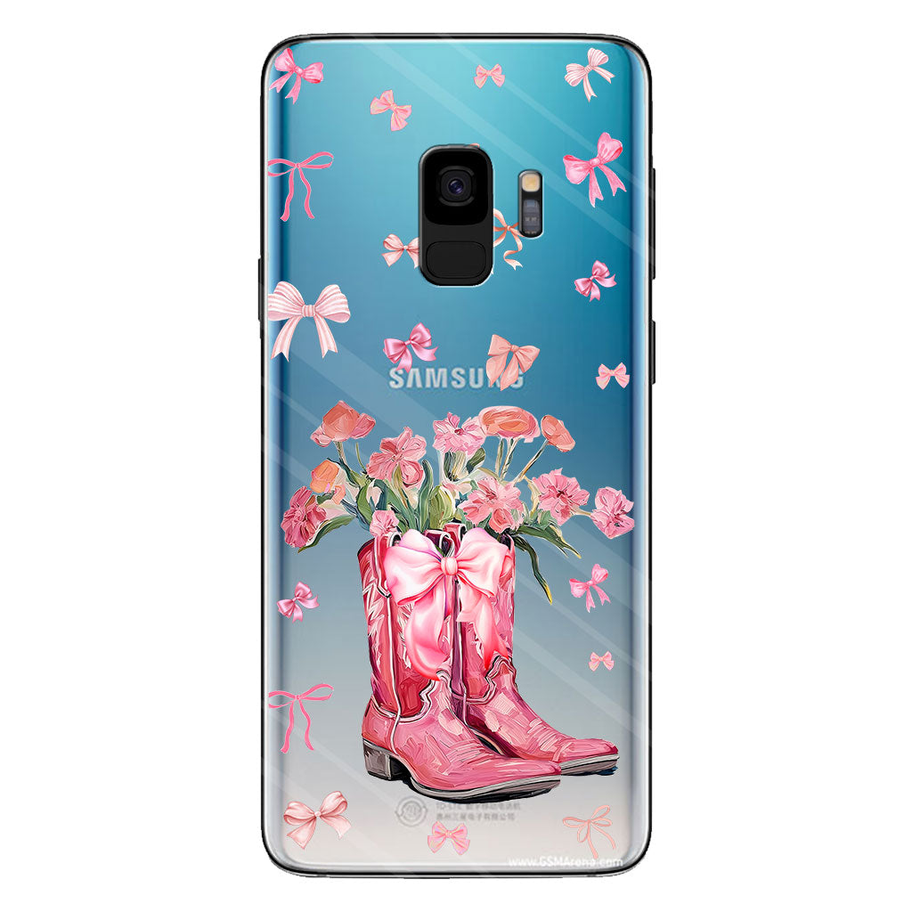 Cowgirl Boots Coquette - Personalisierte transparente Handyhülle mit Pferdemotiv