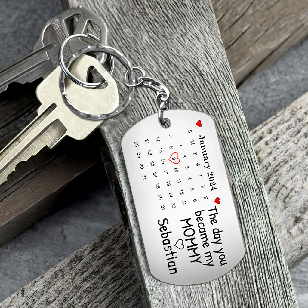 Kalender mit personalisiertem Foto: Der Tag, an dem du meine Mama und mein Papa wurdest – Personalisierter Mutter-Schlüsselanhänger aus Edelstahl