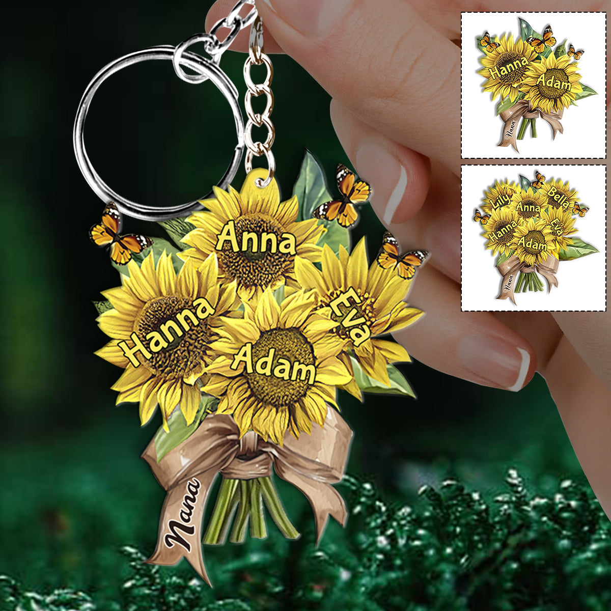 Omas Sonnenblumen – Personalisierter Oma-Schlüsselanhänger