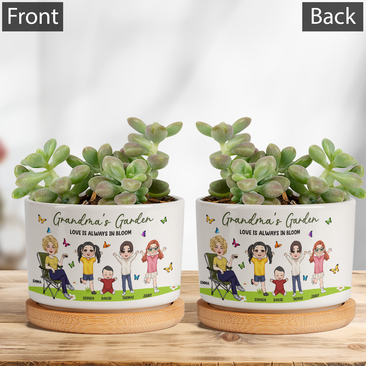 Omas Garten – Personalisierter Keramik-Blumentopf für Oma