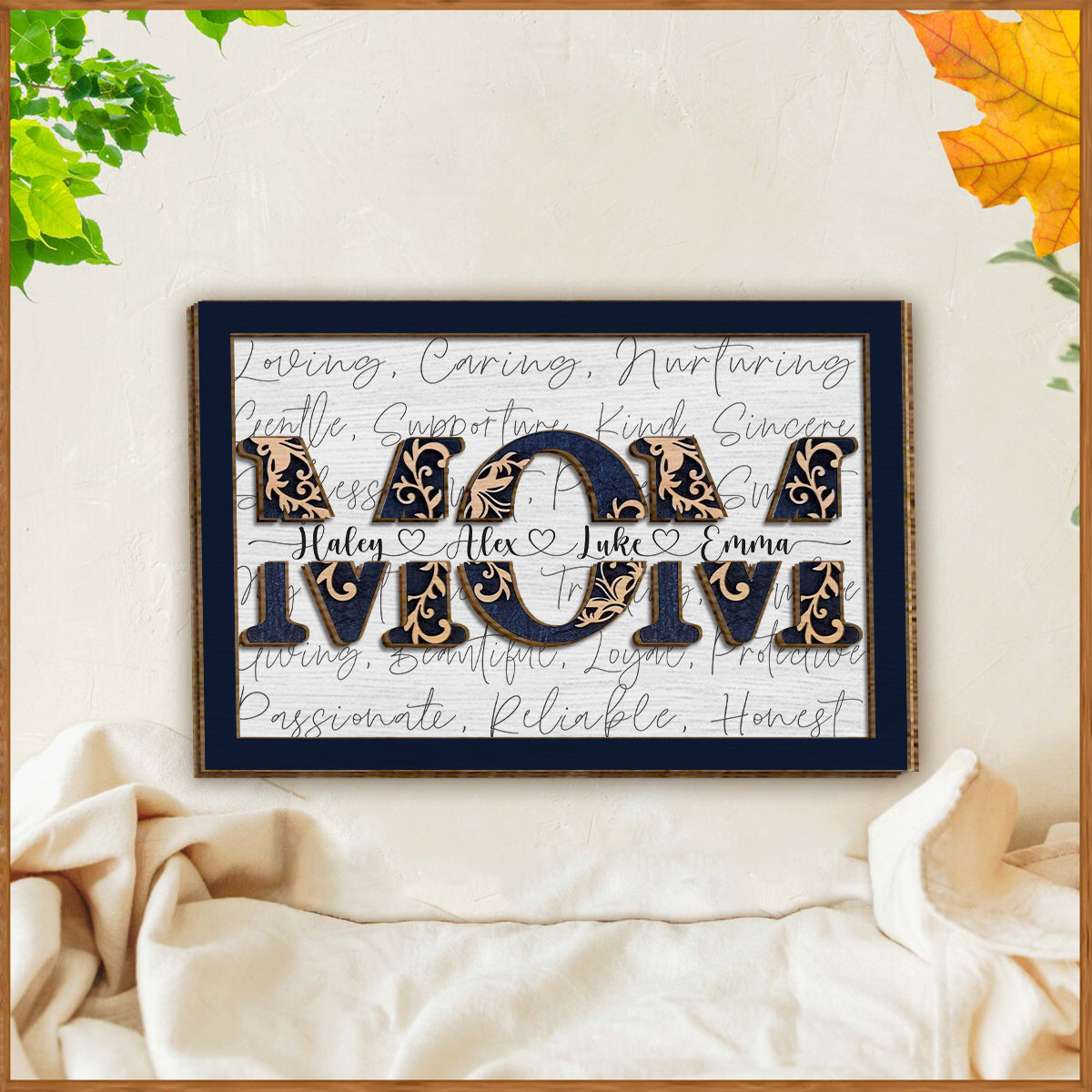 Mom With Kids' Names - Personalized Mother 2 Layered Wood Sign / Wood Plaque